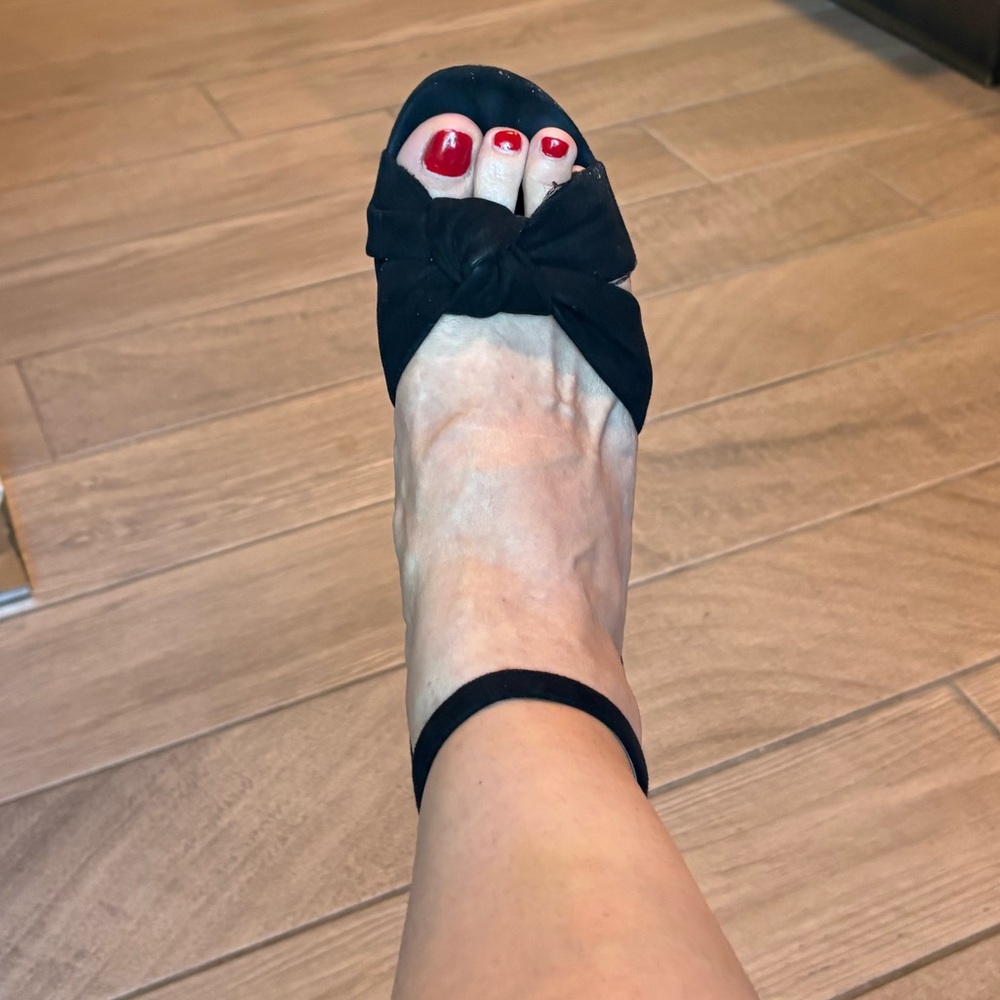Louise et Cie Black Suede Knot Ankle-Strap Block Heels